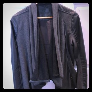 Blank NYC waterfall vegan leather jacket M gray